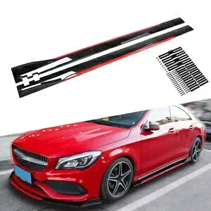 グロスブラック&レッド 86.6インチ サイドスカートエクステンション ベンツ S550 W205 W204 W212 C300用 Gloss Black & Red 86.6\