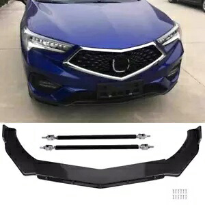 アキュラ TLX TL RSX ILX TSX カーボンフロントバンパーリップスプリッター + ストラットロッドキット For Acura TLX TL RSX ILX TSX Carbon Front Bumper Lip Splitter + Strut Rods Kit 【並行輸入品】
