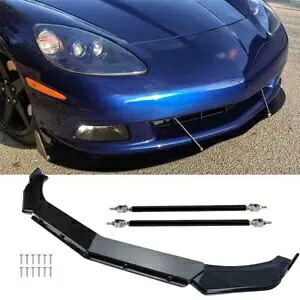シボレー用コルベット C6 グロスフロントバンパーリップスプリッタースポイラー/ストラットロッド For Chevy for Corvette C6 Gloss Front Bumper Lip Splitter Spoiler / Strut Rods 【並行輸入品】