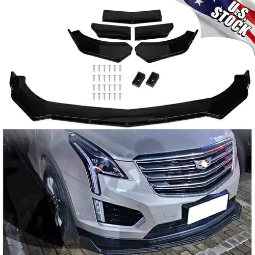 キャデラック CTS ATS フロントバンパーリップスプリッターディフューザーボディキット光沢のある黒 For Cadillac CTS ATS Front Bumper Lip Splitter Diffuser Body Kit Glossy Black 【並行輸入品】