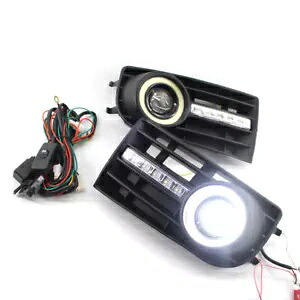 ペアフォグランプグリル LED DRL ランプ VW ゴルフウサギ MK5 2005-09 Pair Fog Lights Grilles With LED DRL Lamp Fit For VW For Golf Rabbit MK5 2005-09 【並行輸入品】