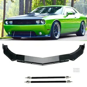 ダッジ チャレンジャー SRT SXT RT フロントバンパーリップスプリッタースポイラー + ストラットロッド用 For Dodge Challenger SRT SXT RT Front Bumper Lip Splitter Spoiler + Strut Rods 【並行輸入品】