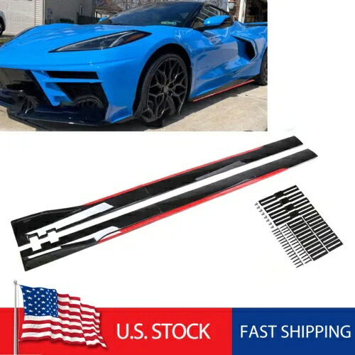 車のサイドスカート スプリッター ボディ エクステンション 光沢のあるレッド コルベット C8 C7 C6 C5 Z06用 Car Side Skirts Splitter Body Extension Glossy Red for Corvette C8 C7 C6 C5 Z06 【並行輸入品】