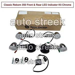 本物のロイヤル エンフィールド クラシック リボーン 350 フロント & リア LED インジケーター キット クローム Genuine Royal Enfield Classic Reborn 350 Front & Rear LED Indicator Kit Chrome 【並行輸入品】