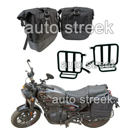 ロイヤルエンフィールドハンター350パニア荷物バッグ&取り付けブラック2022-23に適合。 Fit For Royal Enfield Hunter 350 Pannier Luggage Bags & Mounting Black 2022-23 【並行輸入品】