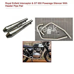 ロイヤルエンフィールド「ヘッダーベンドパイプ付きパワーエイジサイレンサー」GT&インターセプター650用 For Royal Enfield \