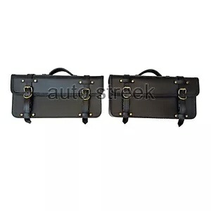 ロイヤル エンフィールド スクラム 411 cc レザー パニアバッグ ペア ブラックに適合 Fit For Royal Enfield Scram 411 cc Leather Pannier Bags Pair Black 【並行輸入品】