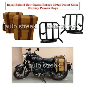 ロイヤルエンフィールドクラシックリボーン350ミリタリーデザートパニアバッグ&フィッティングに適合 Fit For Royal Enfield Classic Reborn 350 Military Desert Pannier Bag & Fitting 【並行輸入品】