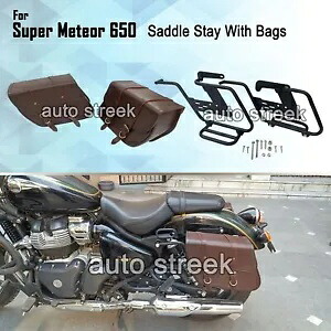ロイヤルエンフィールドスーパーメテオール650ブラウンバッグに適合、サドルステー取り付け付き Fit For Royal Enfield Super Meteor 650 Brown Bags With Saddle Stay Mounting 【並行輸入品】