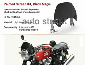 本物のロイヤル エンフィールド GT とインターセプター 650 ブラック フライ スクリーン キット 塗装済み Genuine Royal Enfield GT and Interceptor 650 Black Fly Screen Kit Painted 【並行輸入品】