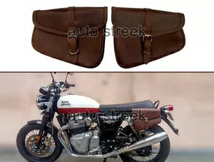 ロイヤル エンフィールド インターセプター & GT 650 レザー ブラウン パニア バッグ ペア D3 に適合 Fit For Royal Enfield Interceptor & GT 650 Leather Brown Pannier Bags Pair D3 【並行輸入品】