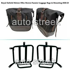 ロイヤル エンフィールド メテオール 350cc ブラック パニア 荷物バッグ & 取り付け 2020-23 に適合。 Fit For Royal Enfield Meteor 350cc Black Pannier Luggage Bags & Mounting 2020-23 【並行輸入品】
