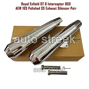 ロイヤルエンフィールド GT & インターセプター 650 103 ポリッシュエキゾーストサイレンサーペアに適合 Fit For Royal Enfield GT & Interceptor 650 103 Polished Exhaust Silencer Pair 【並行輸入品】