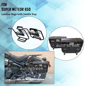 ロイヤル エンフィールド スーパー メテオール 650 ブラック パニアバッグ ペア & サドル ステー D1 に適合 Fit For Royal Enfield Super Meteor 650 Black Pannier Bags Pair & Saddle Stay D1 【並行輸入品】