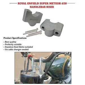 ロイヤル エンフィールド「スーパー メテオール 650」アルミニウム ハンドルバー ライザー 35mm シルバーに適合 Fit For Royal Enfield \