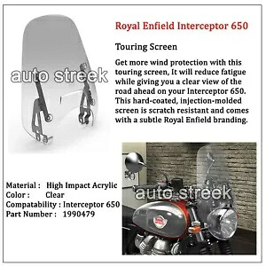 純正ロイヤルエンフィールドインターセプター650ツーリングスクリーンキット、クリア Genuine Royal Enfield Interceptor 650 Touring Screen Kit, Clear 【並行輸入品】