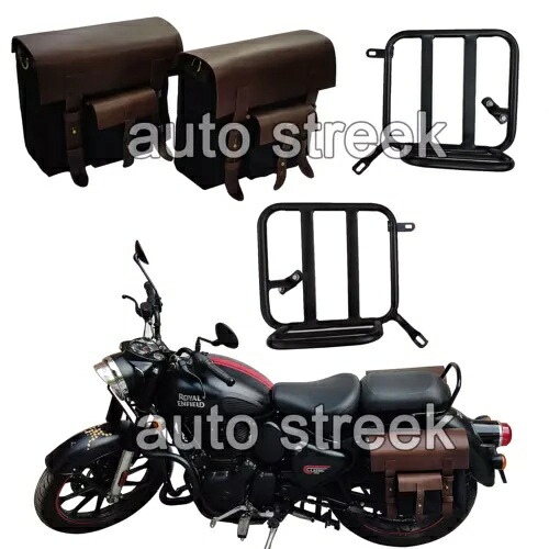 パニア取り付けペア付きロイヤルエンフィールドクラシックリボーン350レザーバッグに適合 Fit For Royal Enfield Classic Reborn 350 Leather Bags with Pannier Mounting Pair 【並行輸入品】
