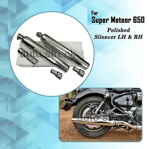 ロイヤルエンフィールドスーパーメテオール 650 Powerage ポリッシュエキゾーストサイレンサーペアに適合 Fit For Royal Enfield Super Meteor 650 Powerage Polished Exhaust Silencer Pair 【並行輸入品】