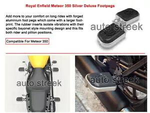 本物のロイヤル エンフィールド メテオール 350 シルバー デラックス フットペグ LH & RH Genuine Royal Enfield Meteor 350 Silver Deluxe Foot Pegs LH & RH 【並行輸入品】