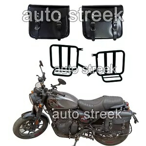 ロイヤルエンフィールドハンター350サドルバッグに適合、光沢のあるブラック、取り付けペア付き Fit For Royal Enfield Hunter 350 Saddle Bags Glossy Black With Mounting Pair 【並行輸入品】