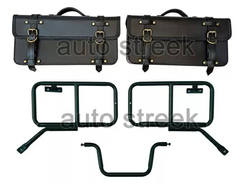 ロイヤル エンフィールド ヒマラヤン パニア レール & レザー バッグ ペア ブラックに適合 Fit For Royal Enfield Himalayan Pannier Rails & Leather Bags Pair Black 【並行輸入品】