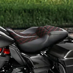 ブラックレッドライダー&助手席ハーレーストリートロードグライド2009-2023に適合 Black Red Rider & Passenger Seat Fit For Harley Street Road Glide 2009-2023 【並行輸入品】