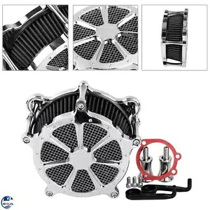 クロームエアクリーナーブラックインテークフィルターハーレーストリートグライドダイナソフテイルFXST用 Chrome Air Cleaner Black Intake Filter For Harley Street Glide Dyna Softail FXST 【並行輸入品】