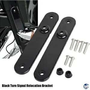ハーレーエレクトラグライドウルトラクラシック用ブラックターンシグナル再配置ブラケットキット Black Turn Signal Relocation Bracket Kit For Harley Electra Glide Ultra Classic 【並行輸入品】