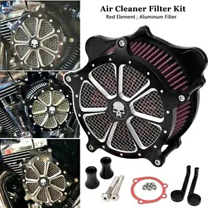 スカルエアクリーナーレッドインテークフィルターハーレーエレクトラグライドソフテイルワイドグライド用 Skull Air Cleaner Red Intake Filter For Harley Electra Glide Softail Wide Glide 【並行輸入品】