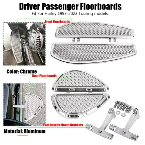 フロント&リアフットボード ブラケット付き ハーレー 1993-2023 ストリートグライド ロードキング用 Front & Rear Footboards w/ Bracket For Harley 1993-2023 Street Glide Road King 【並行輸入品】