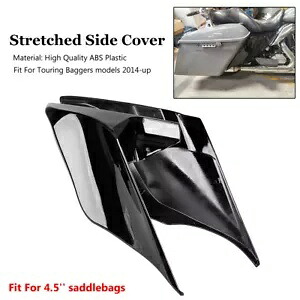 ブラックストレッチサイドカバーハーレー4.5インチサドルバッグストリートロードグライド14+に適合 Black Stretched Side Cover Fit For Harley 4.5'' saddlebags Street Road Glide 14+ 【並行輸入品】