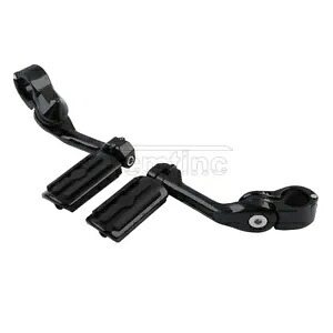 1 1/4インチ 32mm ブラック 調整可能 ハイウェイ ロングアングルフットペグ ハーレー用ペグマウント 1 1/4\