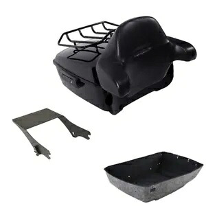 キングパック トランク バックレスト マウント ハーレー ツアー パック ロード キング 1997-08 ブラックに適合 King Pack Trunk Backrest Mount Fit For Harley Tour Pak Road King 1997-08 Black 【並行輸入品】