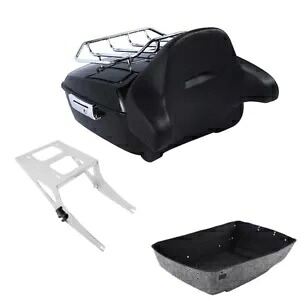 ブラックキング トランク背もたれラックマウント ハーレーツアーパックファットボーイ 2008-2017用 Black King Trunk Backrest Rack Mount Fit For Harley Tour Pak Fat Boy 2008-2017 【並行輸入品】