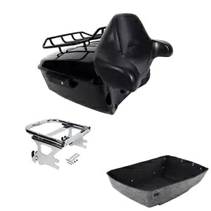 ブラックキング トランクバックレスト & マウントラック ハーレーツアーパックツーリング 1997-2008 に適合 Black King Trunk Backrest & Mount Rack Fit For Harley Tour Pak Touring 1997-2008 【並行輸入品】