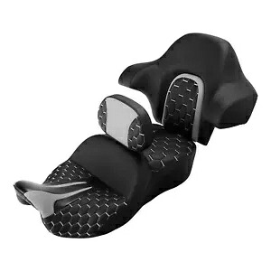 ブラック + グレー ホワイト 運転席 助手席 バックレスト ハーレー ロード グライド 14-23 に適合 Black+Grey White Driver Passenger Seat Backrest Fits For Harley Road Glide 14-23 【並行輸入品】