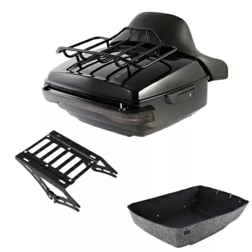 キングトランクバックレストマウントラック LED ライトハーレーツアーパックツーリング 2014-24 に適合 King Trunk Backrest Mount Rack LED Light Fit For Harley Tour Pak Touring 2014-24 【並行輸入品】