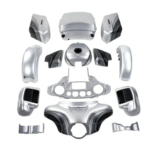 フェアリングボディワークフィットハーレーエレクトラグライド 14-24 シルバー/ブラックハニカムフェード Fairing Body Work Fit For Harley Electra Glide 14-24 Silver/Black Honeycomb Fade 【並行輸入品】