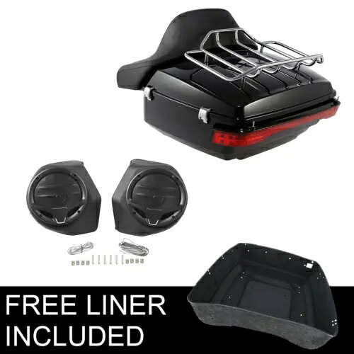 キングトランクバックレストパッドスピーカー LED ライトハーレーツアーパックツーリング 14-24 に適合 King Trunk Backrest Pad Speakers LED Light Fit For Harley Tour Pak Touring 14-24 【並行輸入品】