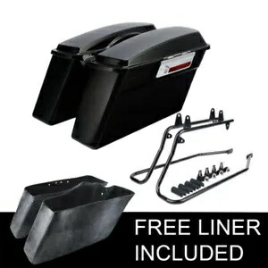ブラック サドルバッグ & 変換ブラケット ハーレー ヘリテージ ソフテイル 1984-2017 に適合 Black Saddlebag & Conversion Bracket Fit For Harley Heritage Softail 1984-2017 【並行輸入品】