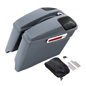 ストレッチサドルバッグ スピーカー蓋付き CVO ロードグライド 2018 ガンシップグレーに適合 Stretched Saddlebags w/ Speakers Lids Fit For CVO Road Glide 2018 Gunship Gray 【並行輸入品】