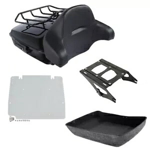 チョップドトランクバックレストラック ハーレーツアーパックストリートグライド 2014-2024 ブラックに適合 Chopped Trunk Backrest Rack Fit For Harley Tour Pak Street Glide 2014-2024 Black 【並行輸入品】