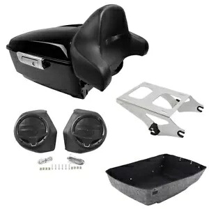 キングトランクバックレストラックスピーカーマウントハーレーツーリングストリートグライド14-24に適合 King Trunk Backrest Rack Speaker Mount Fit For Harley Touring Street Glide 14-24 【並行輸入品】