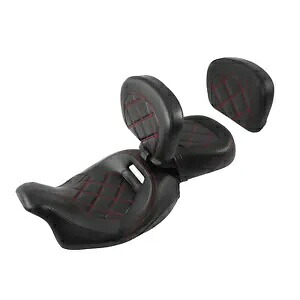 運転席&助手席バックレスト ハーレー CVO ロードグライド 09-23 ブラックレッドに適合 Driver & Passenger Seats Backrest Fit For Harley CVO Road Glide 09-23 Black Red 【並行輸入品】