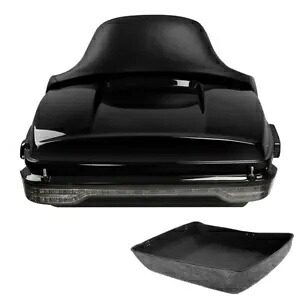 ブラックみじん切りパック トランク バックレスト LED ライト ハーレー ロード グライド 2014-2024 に適合 Black Chopped Pack Trunk Backrest LED Light Fit For Harley Road Glide 2014-2024 【並行輸入品】