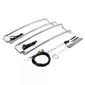 クロームサドルバッグ蓋トップレール & LED ライトハーレーツーリングロードキング 94-13 に適合 Chrome Saddlebag Lid Top Rail & LED Light Fit For Harley Touring Road King 94-13 【並行輸入品】