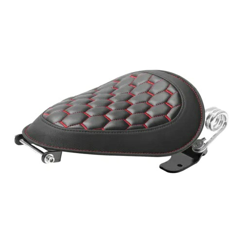 ブラックレッドドライバーソロシート ハーレーダイナストリートボブワイドグライド2007-2017に適合 Black Red Driver Solo Seat Fits For Harley Dyna Street Bob Wide Glide 2007-2017 【並行輸入品】