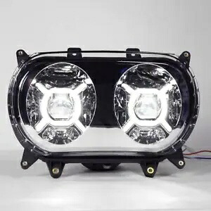 クロームフロントドットデュアルLEDヘッドライトプロジェクターハーレーロードグライド15-2024に適合 Chrome Front DOT Dual LED Headlight Projector Fit For Harley Road Glide 15-2024 【並行輸入品】