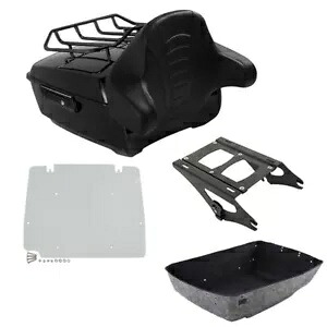 キングトランク バックレスト マウント ベース プレート ハーレー ツアーパック ツーリング 14-24 ブラックに適合 King Trunk Backrest Mount Base Plate Fit For Harley Tour Pak Touring 14-24 Black 【並行輸入品】