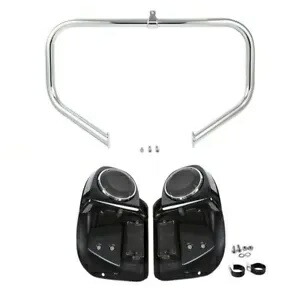 スピーカーエンジンガード付き下部通気フェアリング ハーレーツーリング 14-24 クロームに適合 Lower Vented Fairing w/ Speaker Engine Guard Fit For Harley Touring 14-24 Chrome 【並行輸入品】